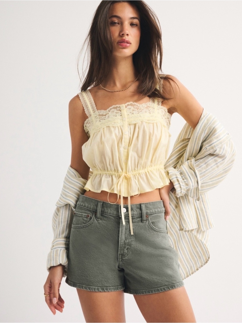 Abercrombie Mid Rise A Line Short- Green- Size 32